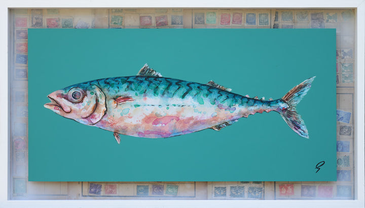 A Giles Ward original piece of a fish, the title is Mackerel Places