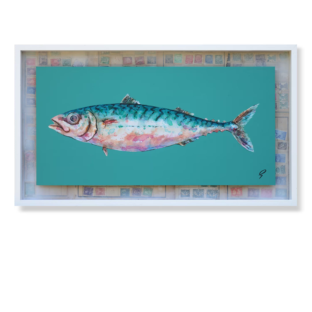 A Giles Ward original piece of a fish, the title is Mackerel Places