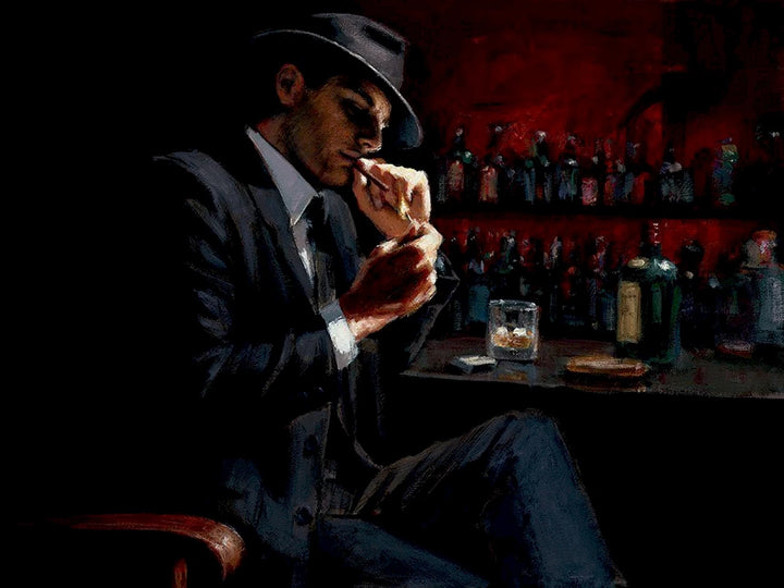 Man Lighting Cigarette III by Fabian Perez