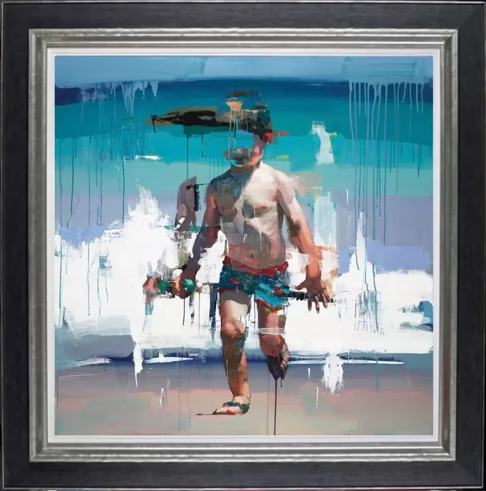 A Christian Hook limited edition of a young boy walking with the image distorted, the title is Mar De Poniente