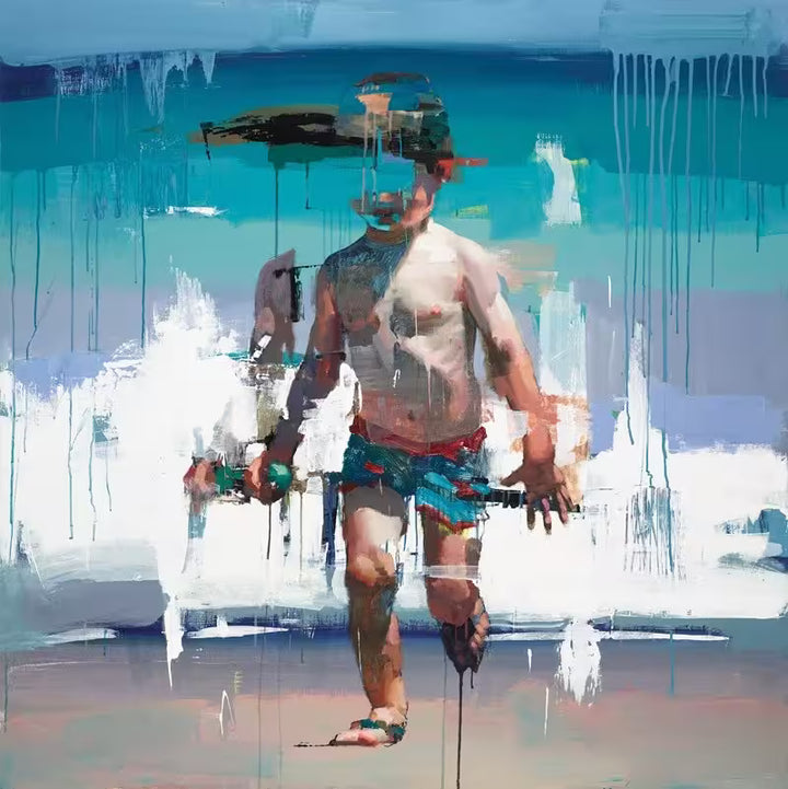 A Christian Hook limited edition of a young boy walking with the image distorted, the title is Mar De Poniente