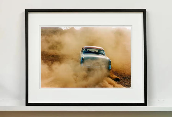 A framed limited edition photograph by Richard Heeps using vibrant colours, the title is Mercury In The Dust, Hemsby, Norfolk, 2000
