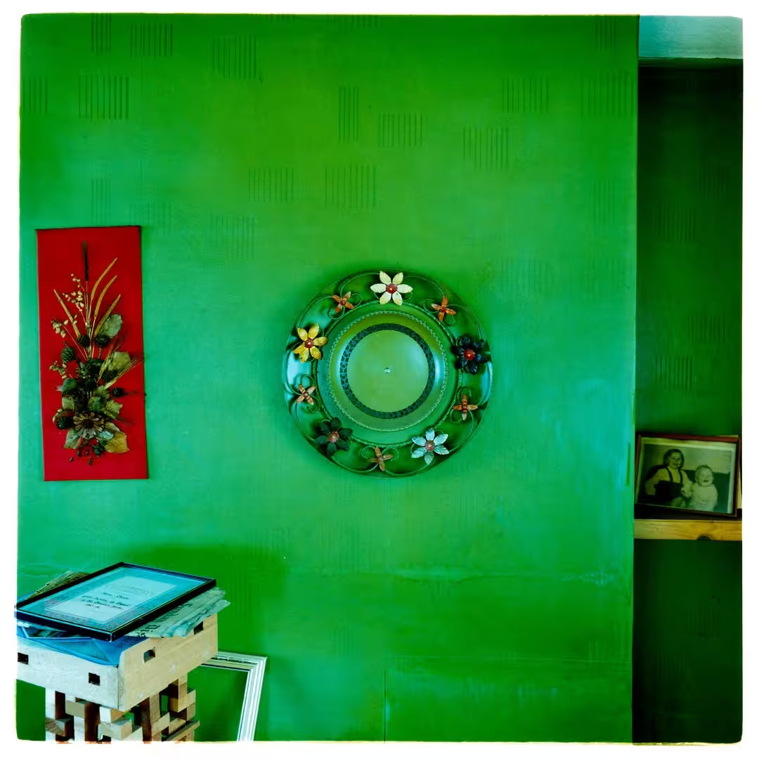 A limited edition photograph by Richard Heeps using vibrant colours, the title is Mirror, Manea, 1986