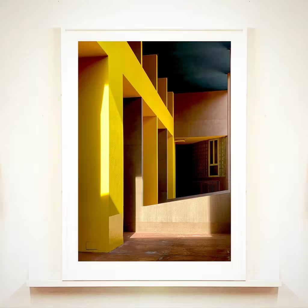A white framed limited edition photograph by Richard Heeps using vibrant colours, the title is Monte Amiata I, Milan, 2020