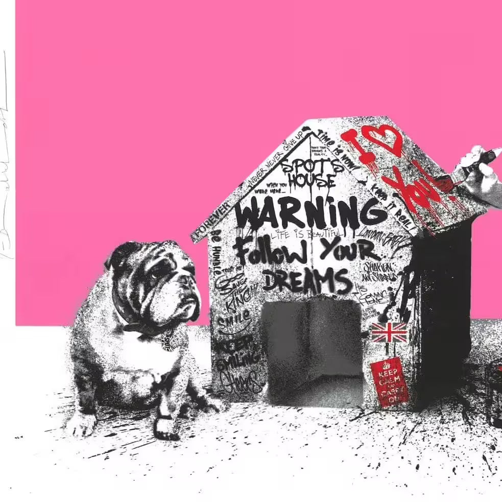 A close up of Mr Brainwash Spot&