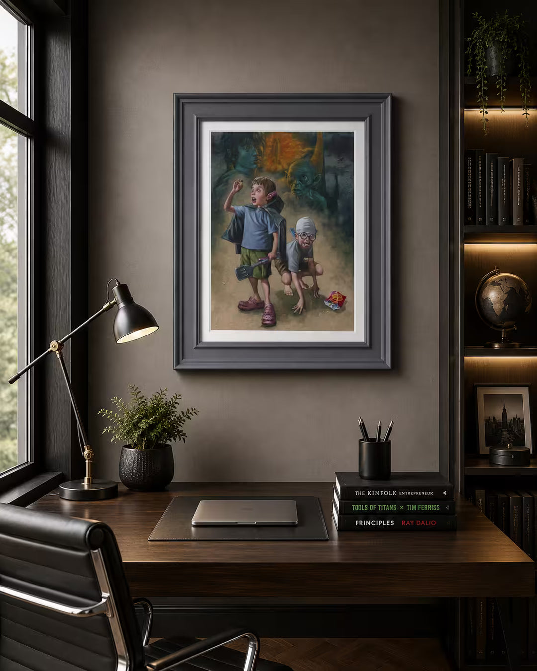 A Craig Davison limited edition of two boys pretending to be Hobbits, the title is My Preciousss