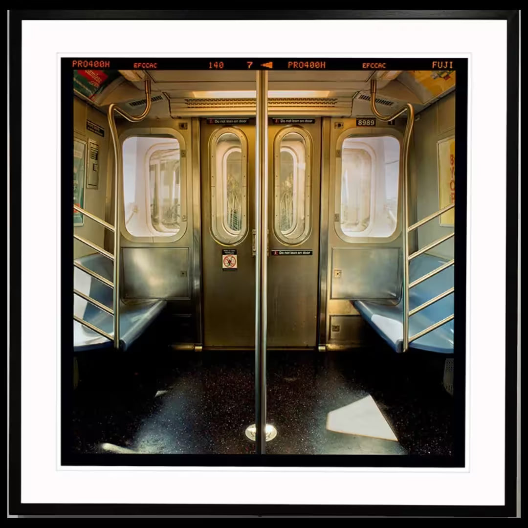 A framed limited edition photograph by Richard Heeps using vibrant colours, the title is New York City Subway Car, NYC, 2013