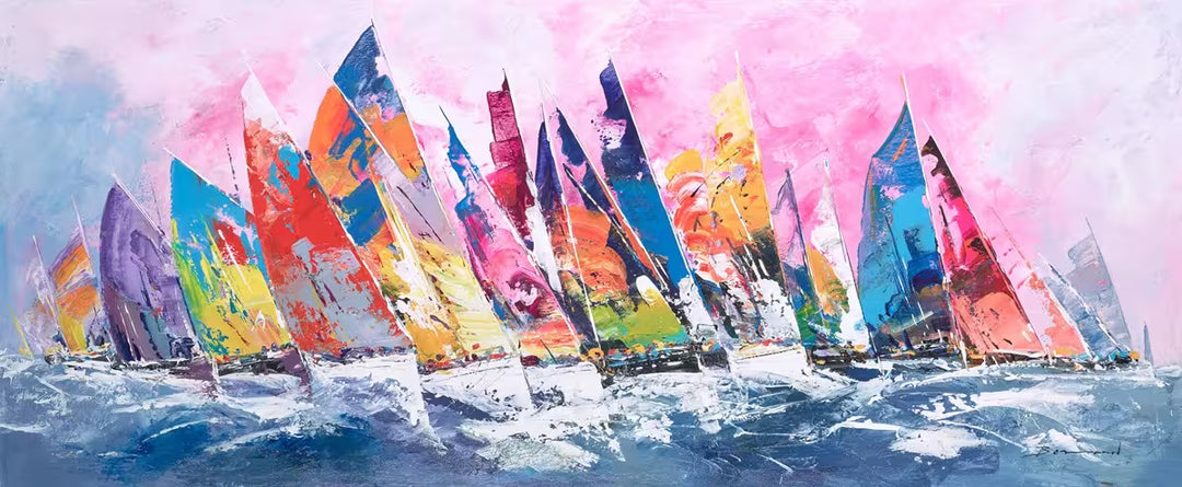 A Bernard original of sailing boats on water, the title is Nautical Harmony IV