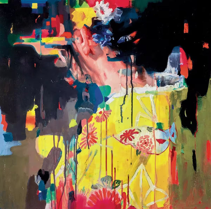 A limited edition piece by Christian Hook of a Geishas neck surrounded by bright neon colours, the title is Neon Electronica Alpha