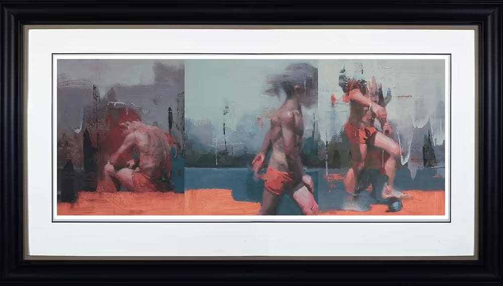 A Christian Hook framed limited edition of a boy sitting, walking, and playing, the title is Nino De Ronda