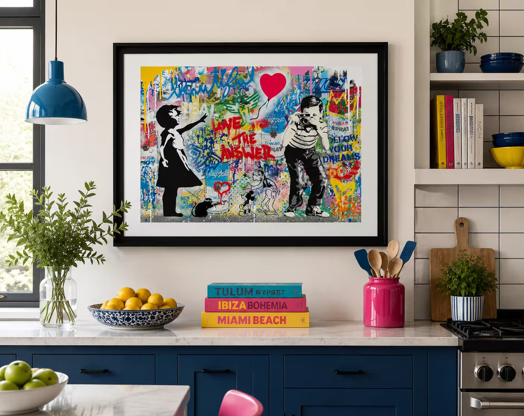 Mr Brainwash Pop Wall in situ