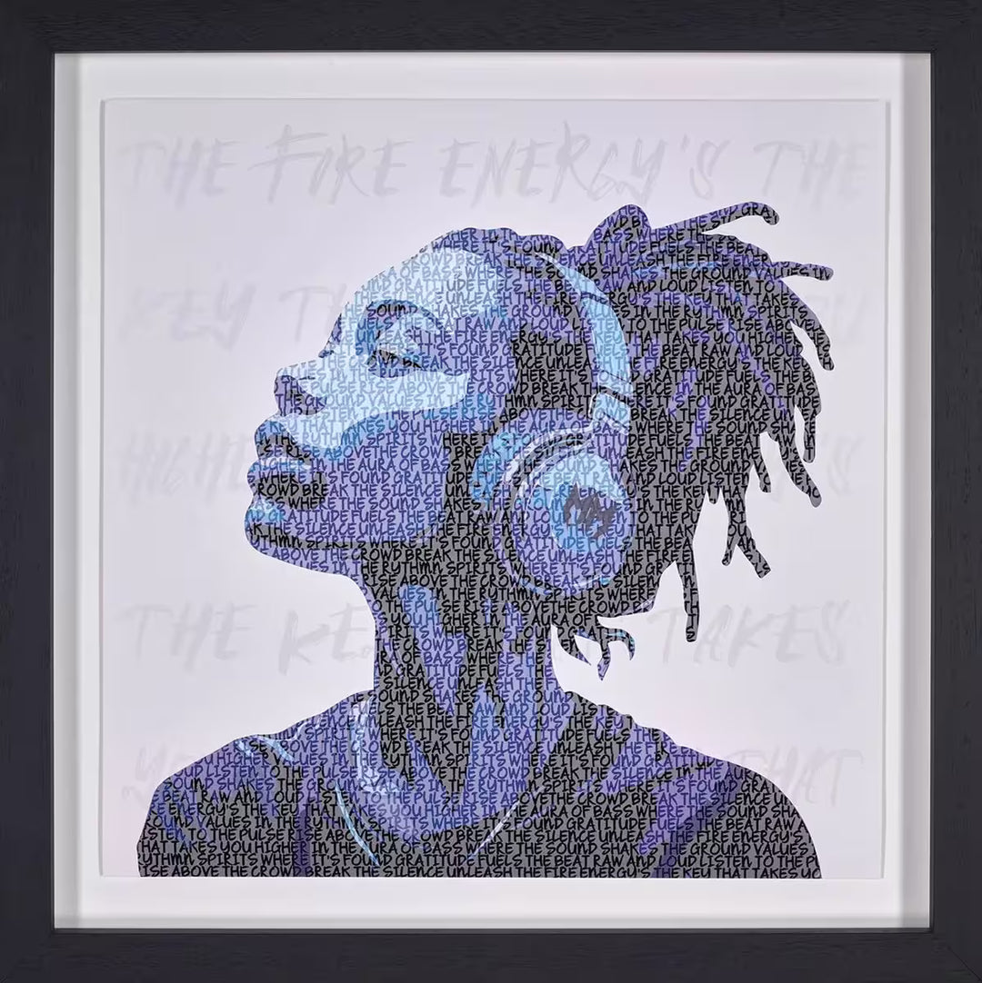A Maxim limited edition of a girl listening to music with writing over the top, the title is Pure Energy