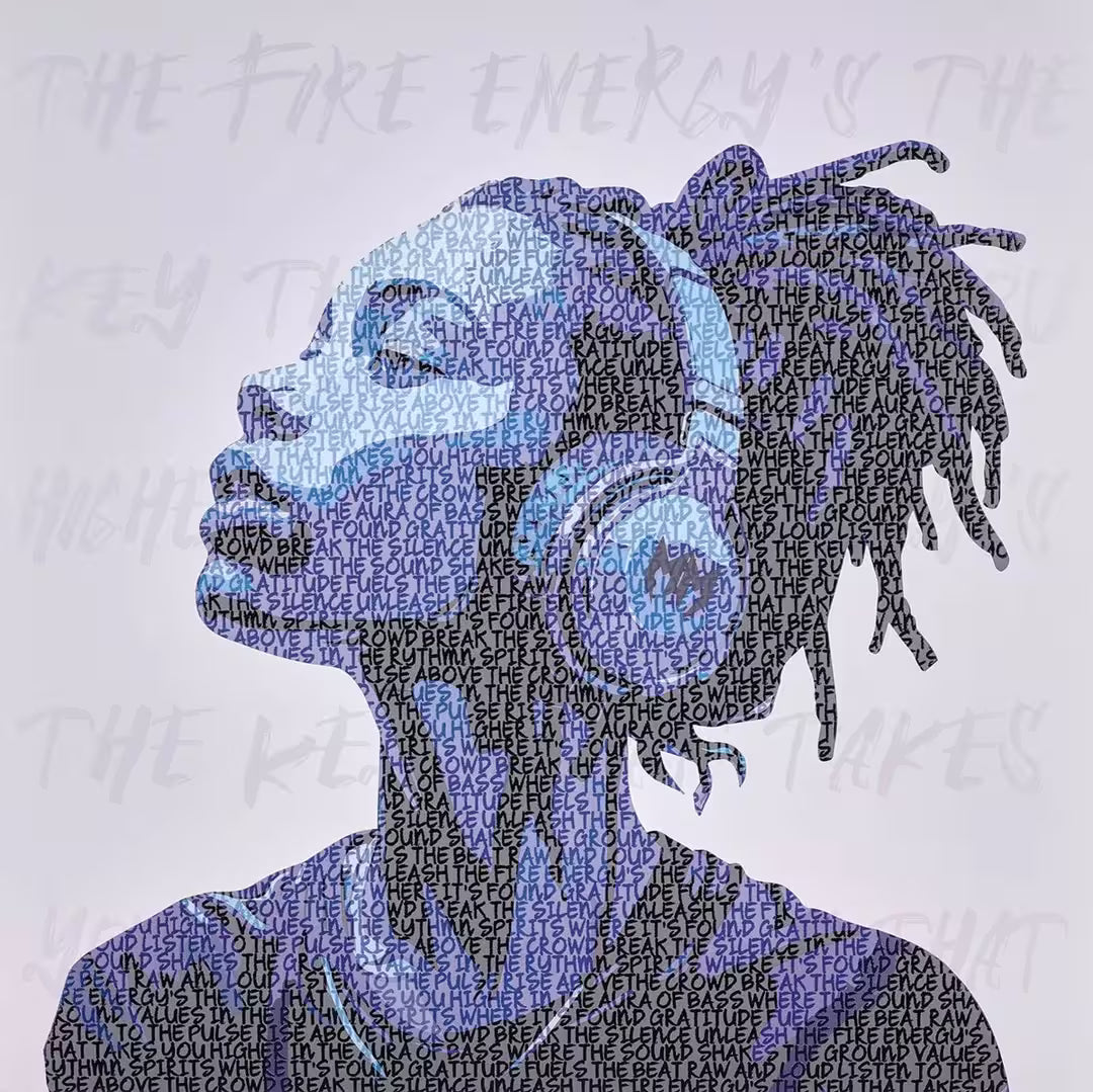 A Maxim limited edition of a girl listening to music with writing over the top, the title is Pure Energy