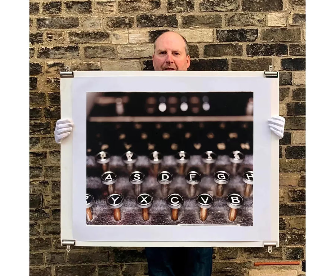 A limited edition photograph by Richard Heeps using vibrant colours, the title is The Enigma Machine, Bletchley Park, 2003 (Film Rebate)