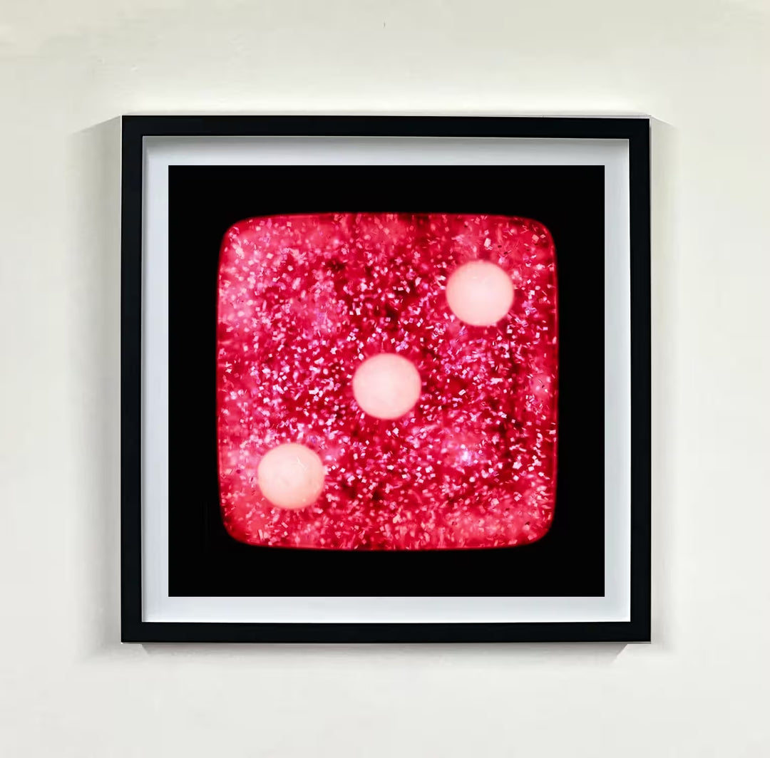 A limited edition set of photographs by Richard Heeps using vibrant colours, the title is Dice Series Set of Six