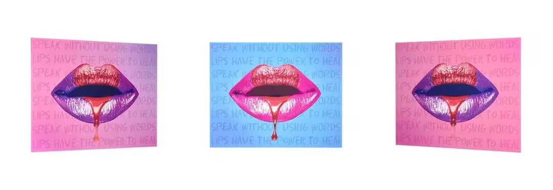 A Maxim limited edition lenticular of lips with a heart dripping from them, the title is Read My Lips