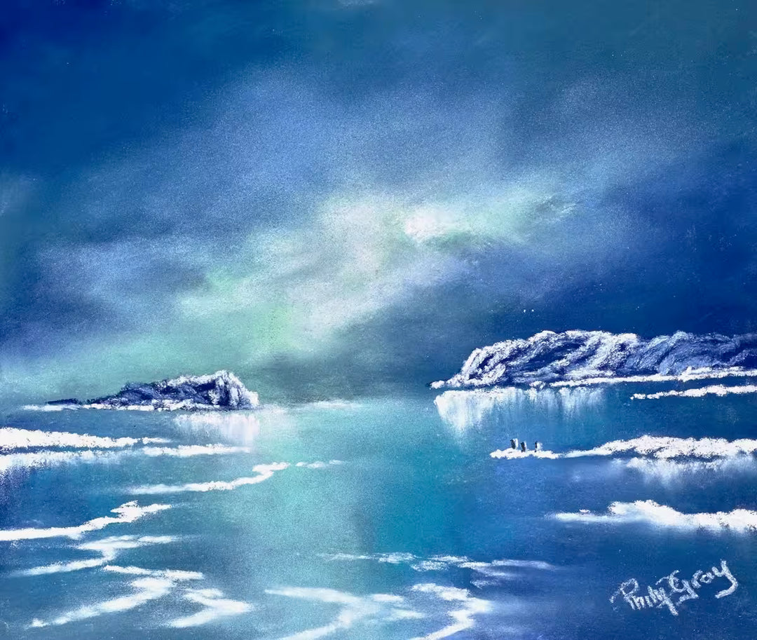 A Philip Gray original of the arctic with some penguins, the title is Rest on the Floes