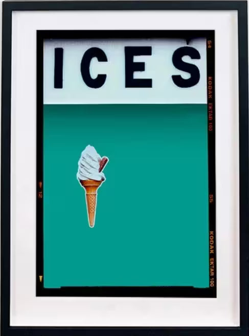 A framed limited edition photograph by Richard Heeps using vibrant colours, the title is Ices (Turquoise Teal)
