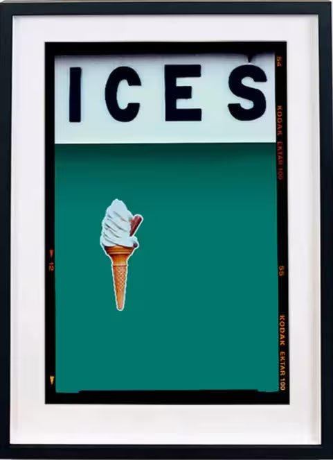 A framed limited edition photograph by Richard Heeps using vibrant colours, the title is Ices (Deep Green Teal)