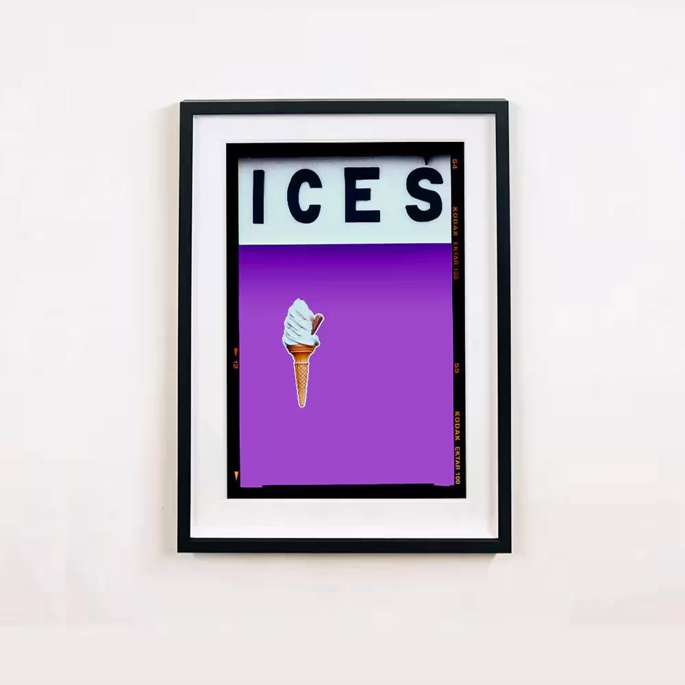 A framed limited edition photograph by Richard Heeps using vibrant colours, the title is Ices (Lilac)