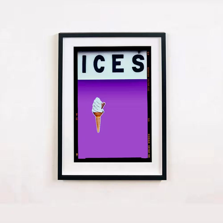 A framed limited edition photograph by Richard Heeps using vibrant colours, the title is Ices (Lilac)