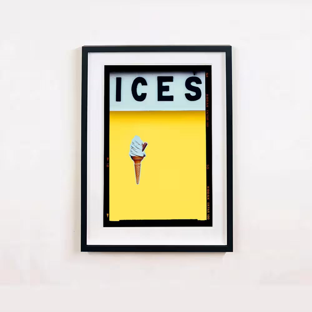 A framed limited edition photograph by Richard Heeps using vibrant colours, the title is Ices (Sherbert Yellow)