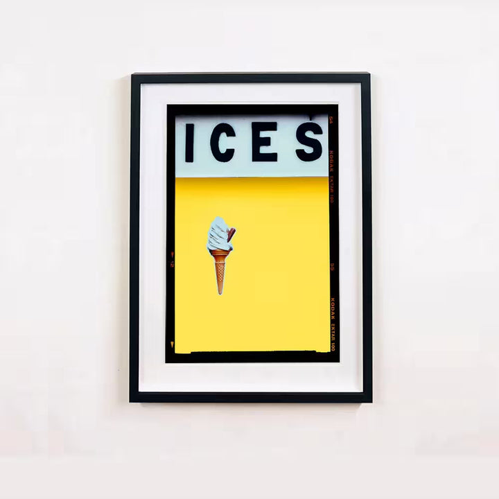 A framed limited edition photograph by Richard Heeps using vibrant colours, the title is Ices (Sherbert Yellow)