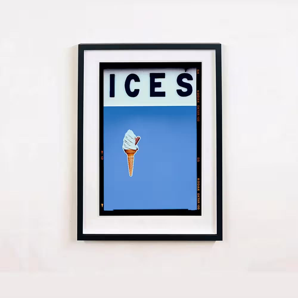 A framed limited edition photograph by Richard Heeps using vibrant colours, the title is Ices (Baby Blue)