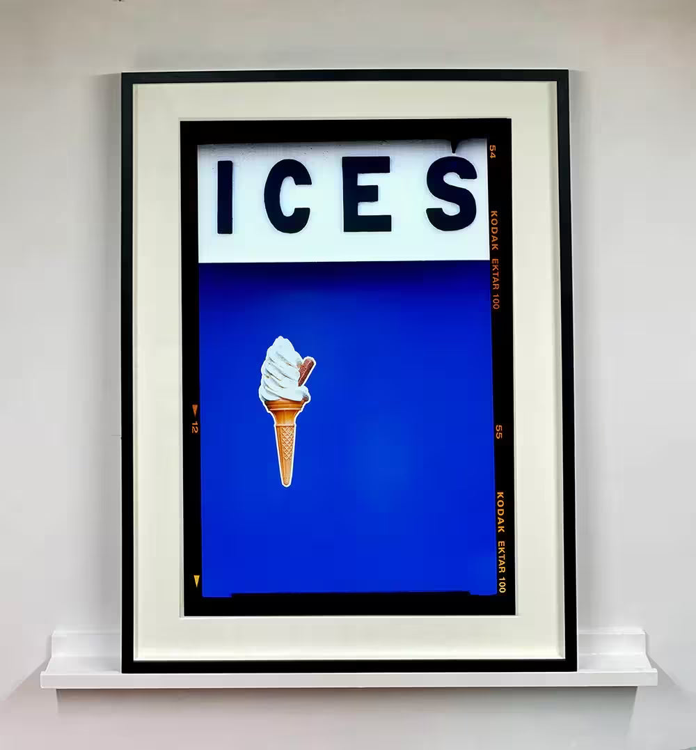A framed limited edition photograph by Richard Heeps using vibrant colours, the title is Ices (Blue)