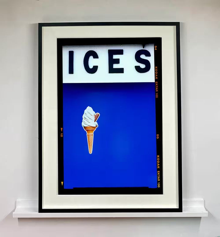 A framed limited edition photograph by Richard Heeps using vibrant colours, the title is Ices (Blue)