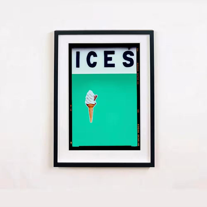 A framed limited edition photograph by Richard Heeps using vibrant colours, the title is Ices (Viridian)