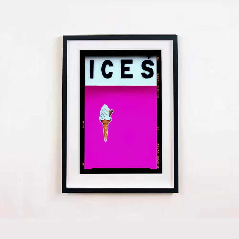 A framed limited edition photograph by Richard Heeps using vibrant colours, the title is Ices (Pink)