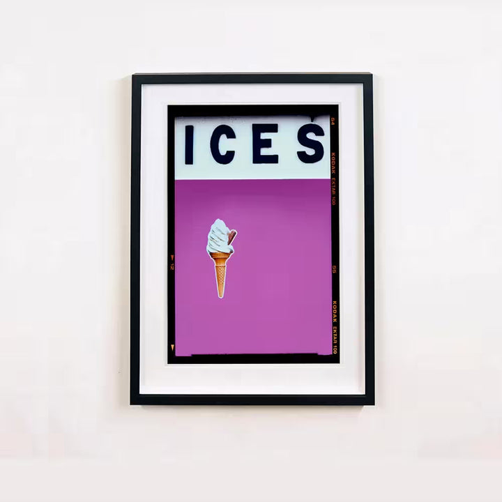 A framed limited edition photograph by Richard Heeps using vibrant colours, the title is Ices (Plum)