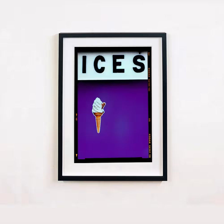 A framed limited edition photograph by Richard Heeps using vibrant colours, the title is Ices (Purple)