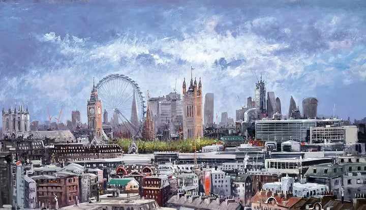 A Henderson Cisz limited edition of a view of London from the rooftops, the title is Rooftops of London