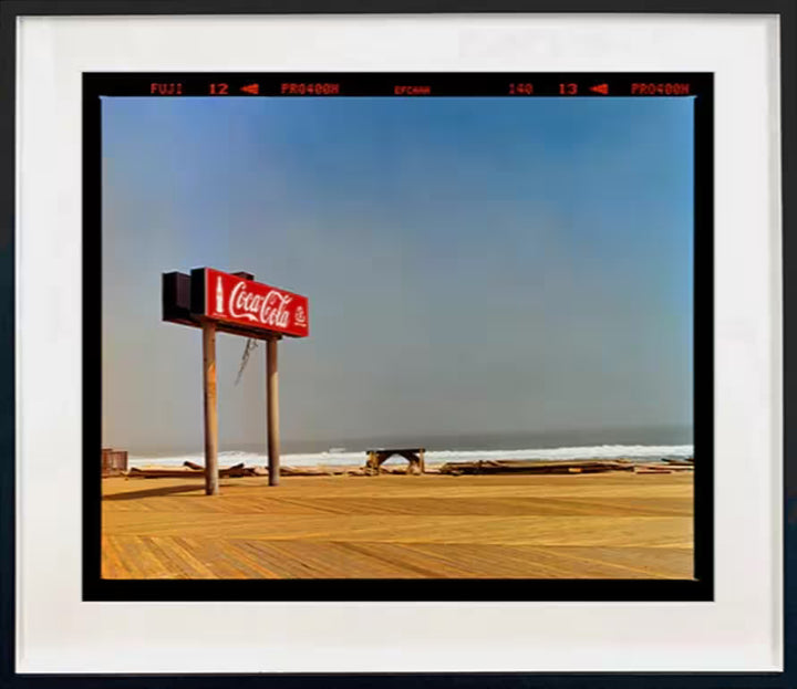 A framed limited edition photograph by Richard Heeps using vibrant colours, the title is Sandy, Seaside Heights, New Jersey, 2013