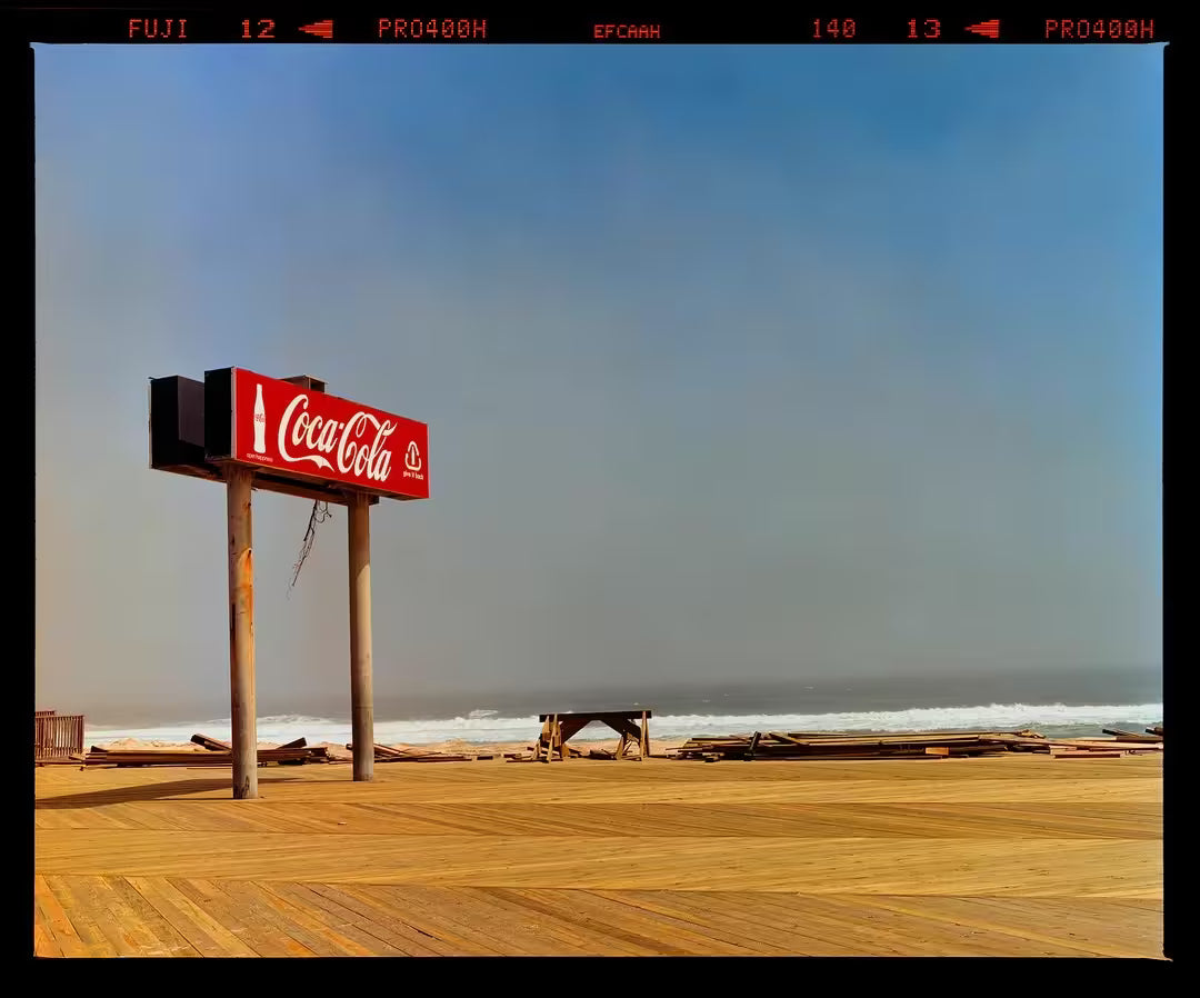 A limited edition photograph by Richard Heeps using vibrant colours, the title is Sandy, Seaside Heights, New Jersey, 2013
