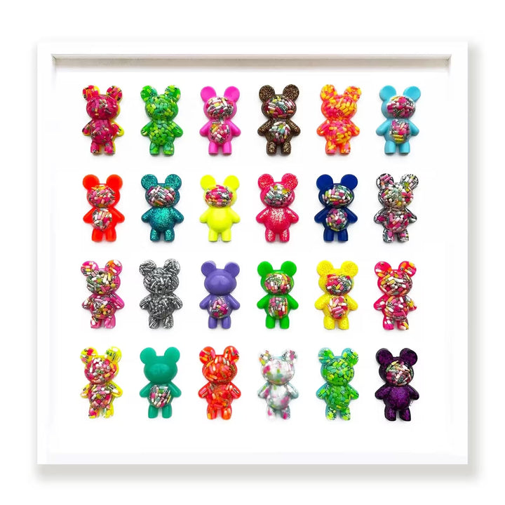 An Emma Gibbons original mixed media, the title is Self Care Bears XL