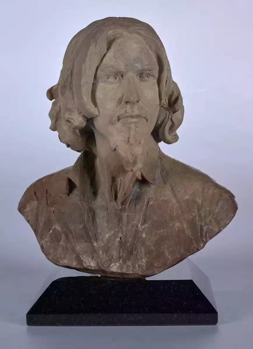 A Fabian Perez limited edition sculpture of a bust of himself, the title is Self Portrait Bust