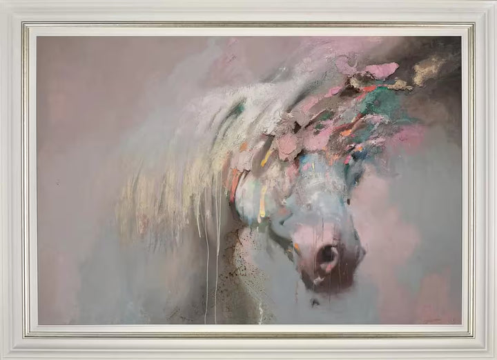 A framed limited edition piece by Christian Hook of a horses head and it&