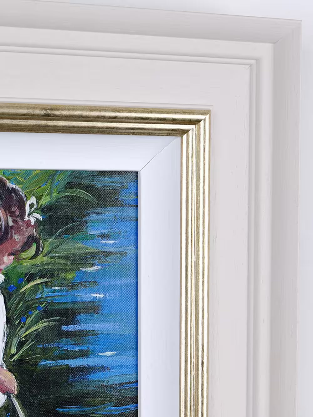 A Sherree Valentine Daines limited edition of a small girl stood by a stream holding a net, the title is Small Wonders