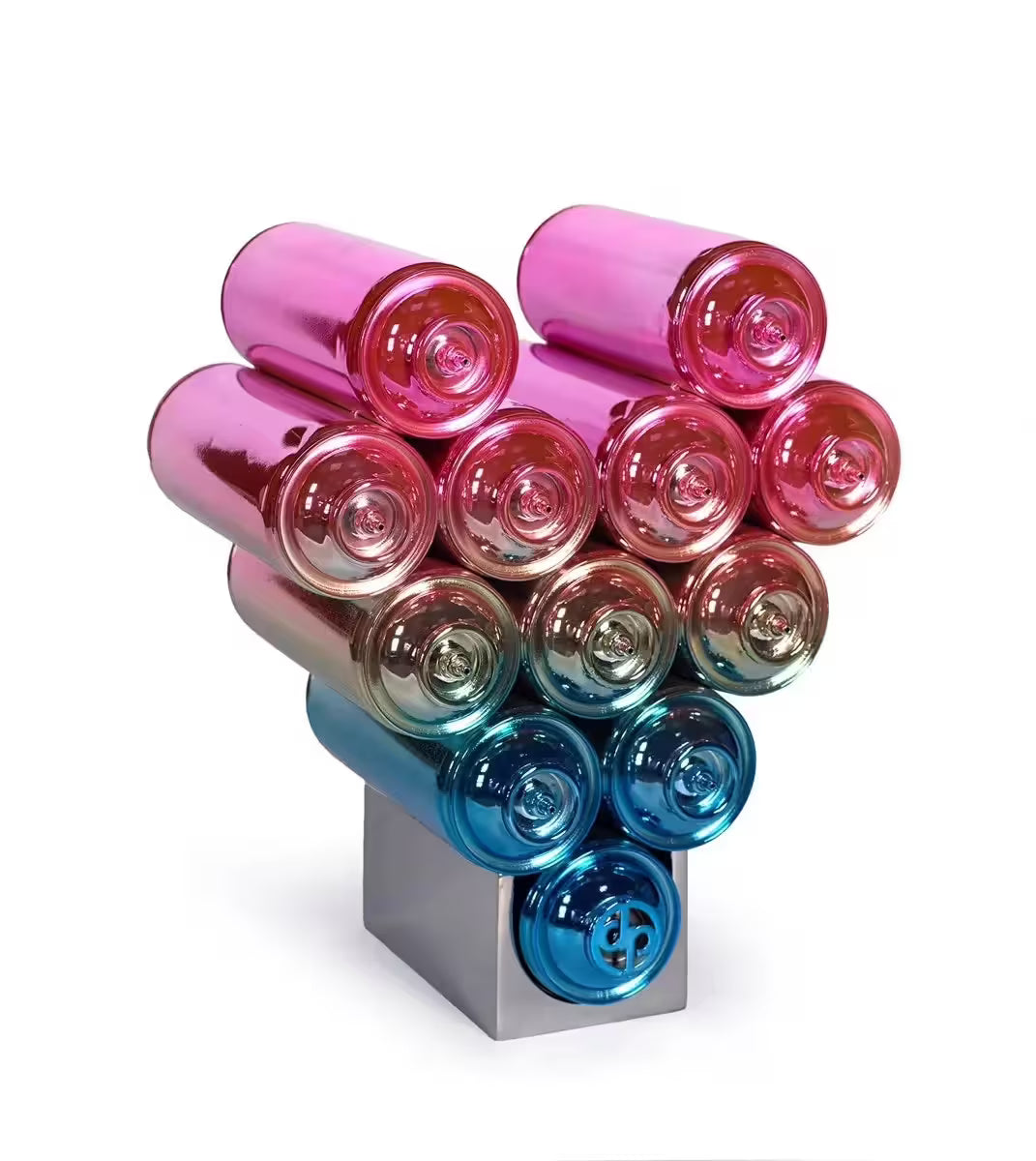 A Dan Pearce limited edition of spray cans made up into a heart, the title is Sprayed With Love Gradient