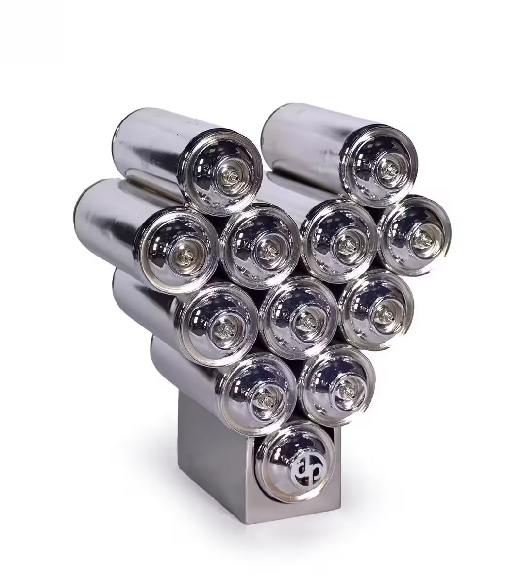 A Dan Pearce limited edition sculpture of spray cans made up into a heart, the title is Sprayed With Love