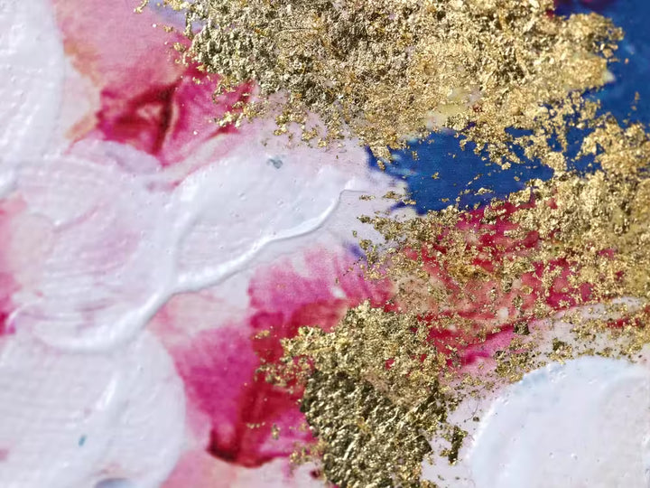 An Antonio Sannino limited edition triptych of cherry blossoms on gold leaf, the title is Spring Embrace (Triptych)