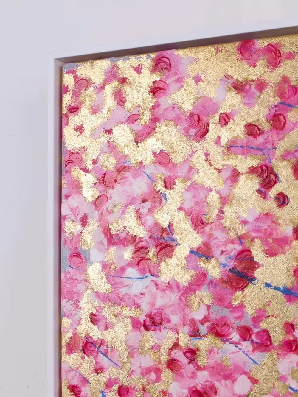 An Antonio Sannino limited edition triptych of cherry blossoms on gold leaf, the title is Spring Embrace (Triptych)