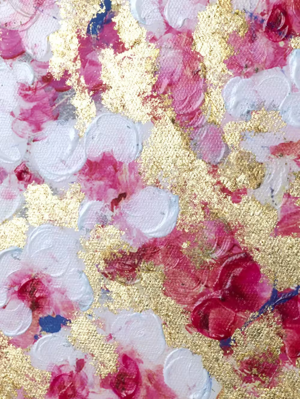An Antonio Sannino limited edition triptych of cherry blossoms on gold leaf, the title is Spring Embrace (Triptych)