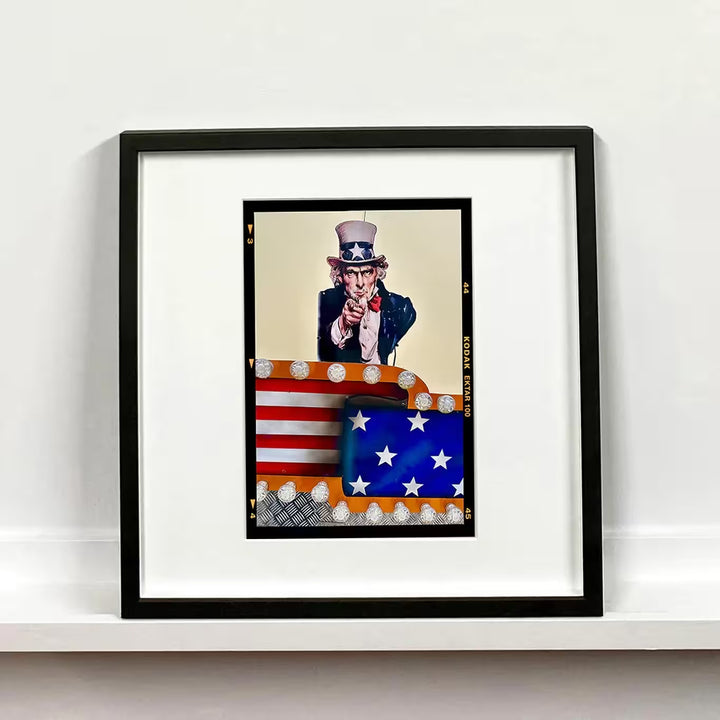 A framed limited edition photograph by Richard Heeps using vibrant colours, the title is Stars &amp; Stripes Sam