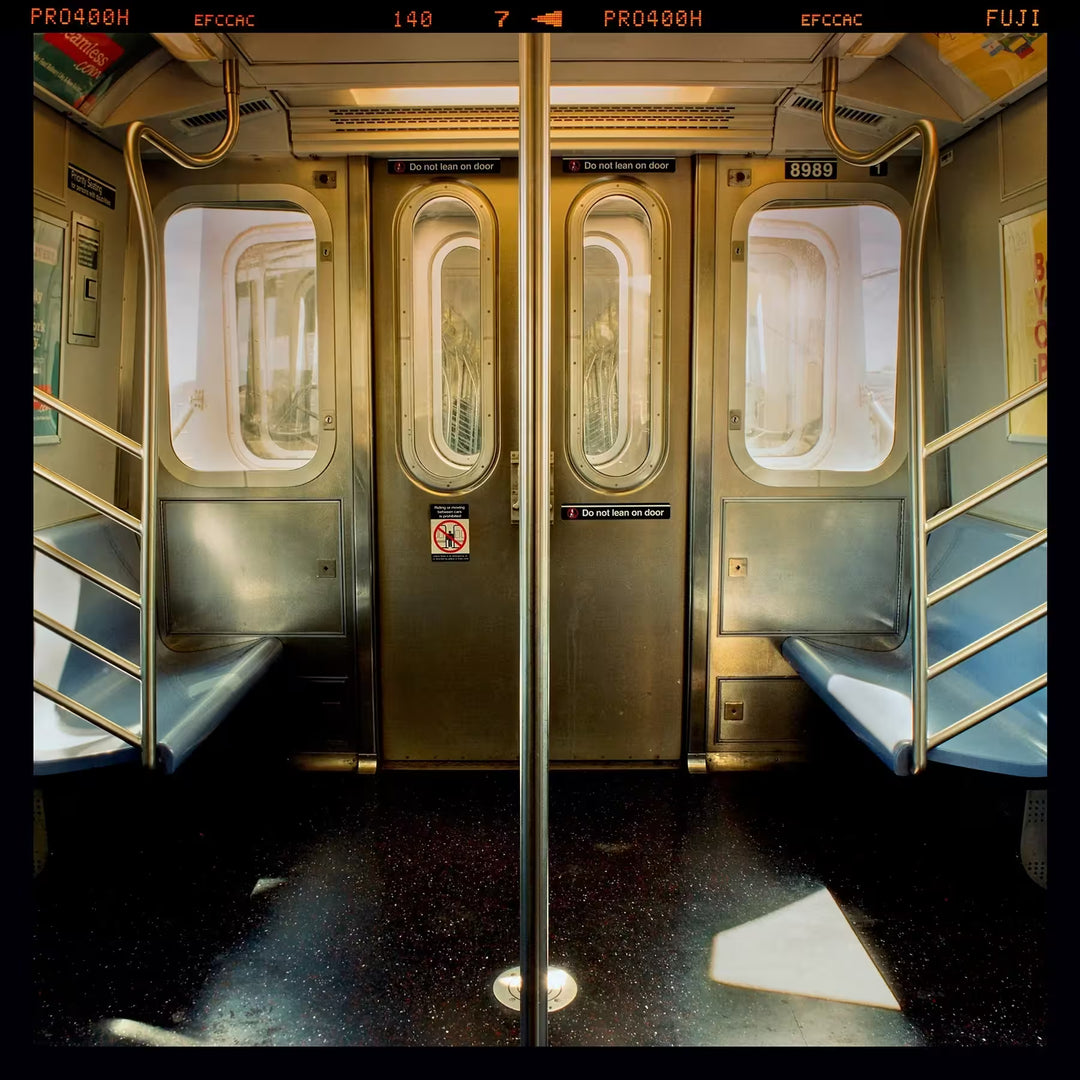 A limited edition photograph by Richard Heeps using vibrant colours, the title is New York City Subway Car, NYC, 2013