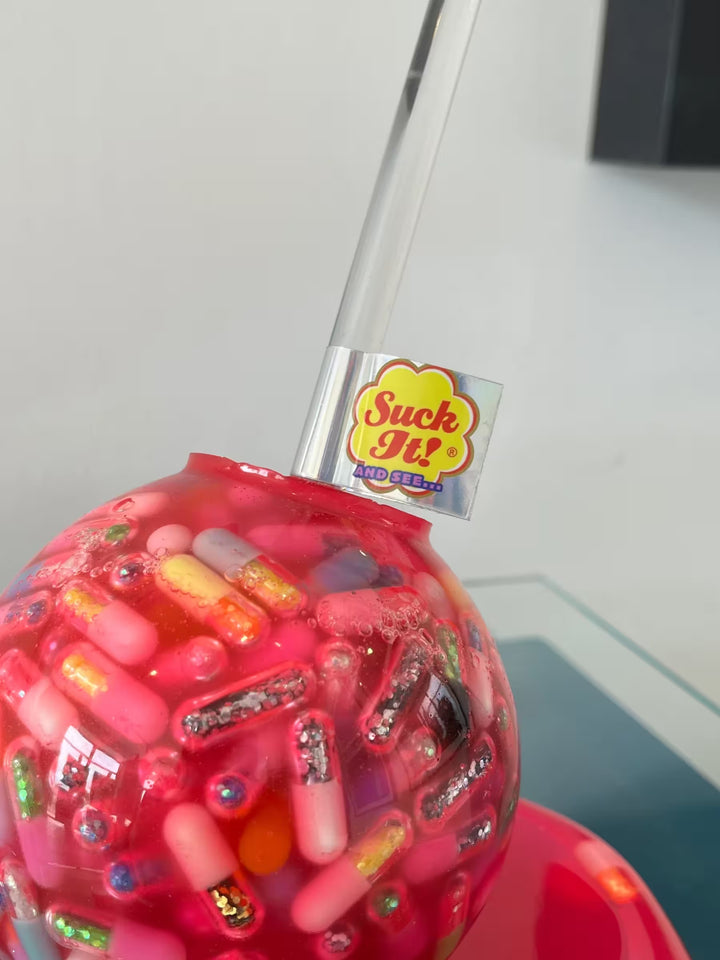 An Emma Gibbons original mixed media sculpture, the title is Suck It and See