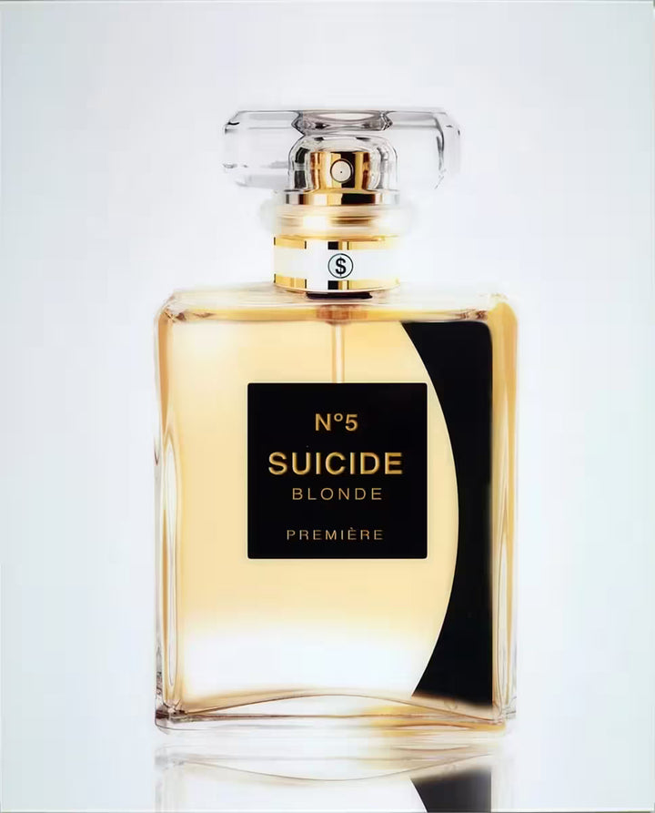 A Axel Crieger limited edition of a Chanel perfume bottle, the title is Suicide Blonde